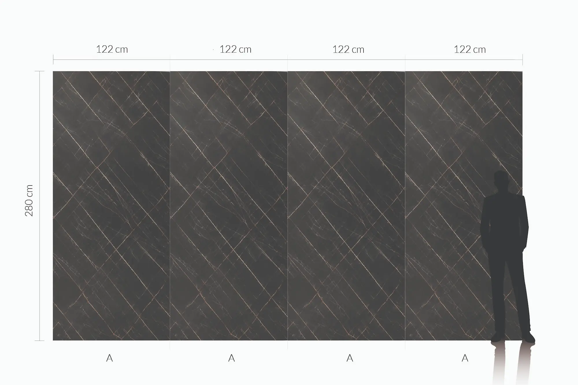 Płyta węglowa SPC Nero Marquina Gold matowa — wzór marmur 280x122 cm