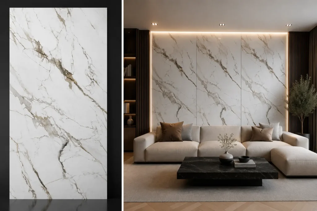 Royal Galaxy na ścianie w salonie — płyta węglowa SPC błyszcząca 280x122 cm